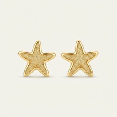 Gold Textured Starfish Studs