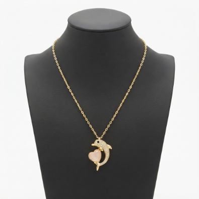 Dolphin Heart Charm Necklace