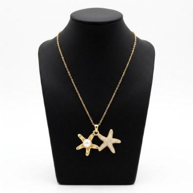 Starfish & Pearl Duo Pendant Necklace
