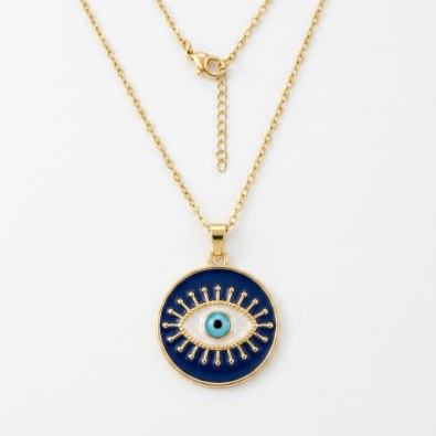 Evil Eye Round Medallion Necklace