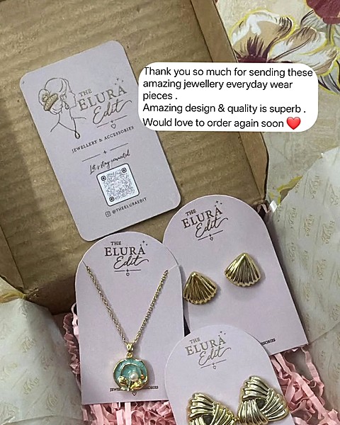 Customer's Elura Edit necklace and earrings order